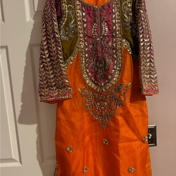 Elegant Orange and Purple Kids Dress - Picture 1 of 5